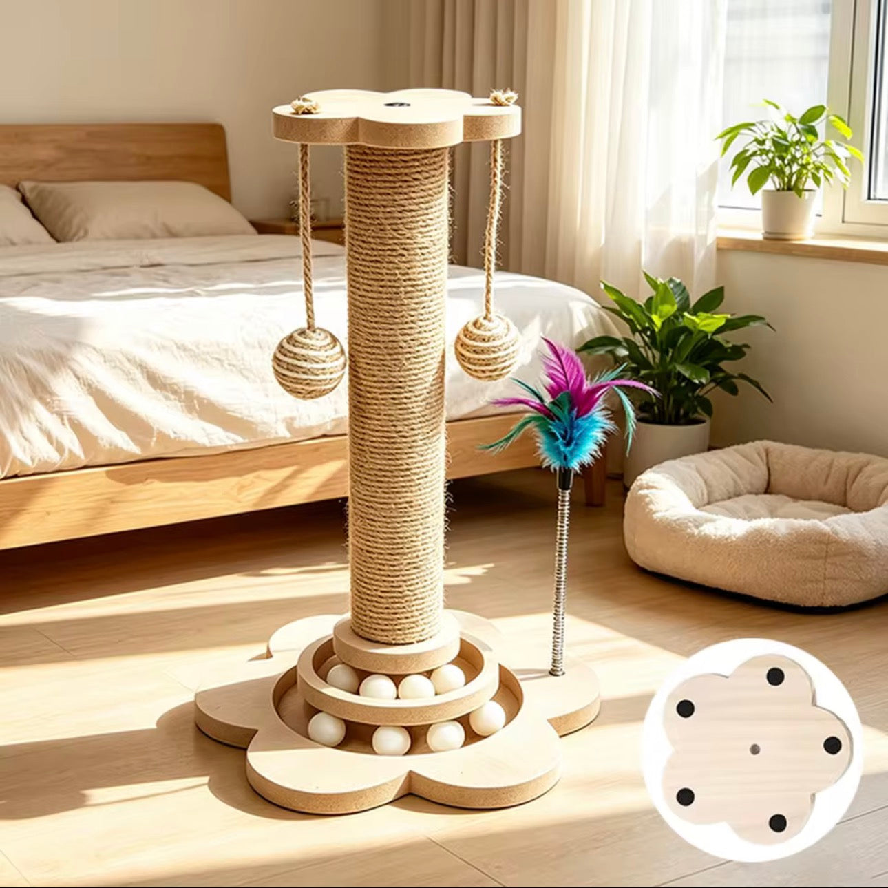Multi-Functional Cat Scratching Post & Interactive Play Tower