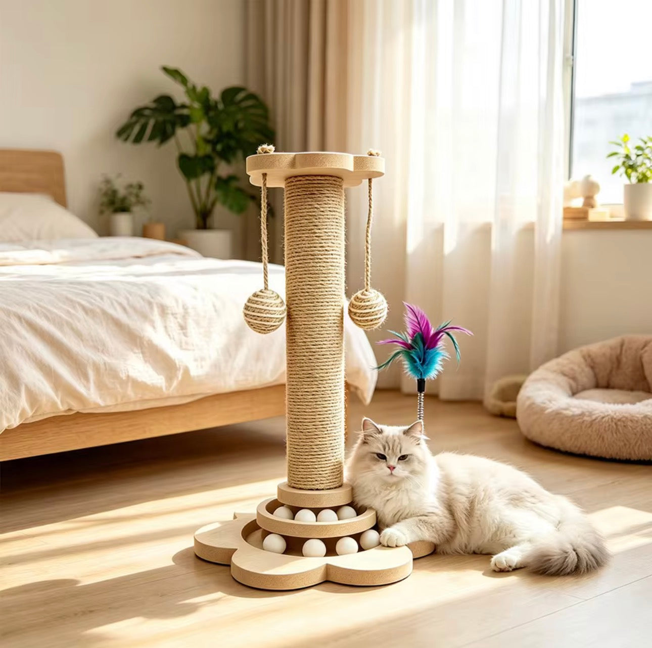 Multi-Functional Cat Scratching Post & Interactive Play Tower