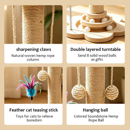 Multi-Functional Cat Scratching Post & Interactive Play Tower