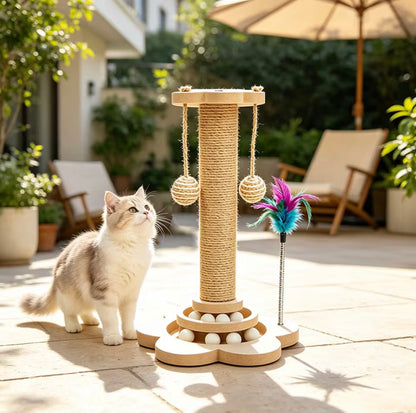 Multi-Functional Cat Scratching Post & Interactive Play Tower